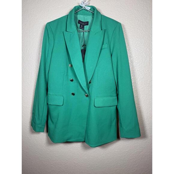 Rachel Zoe Kelly Green Sz L Oversized Fully Lined Double Breasted Blazer Jacket - Picture 1 of 9